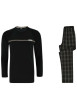 Thumbnail Pyjama Long en coton mélangé noir à carreaux avec une coupe fermée et col rond - Image 5