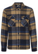 Thumbnail Chemise beige carreaux coupe droite col français et à manches longues
