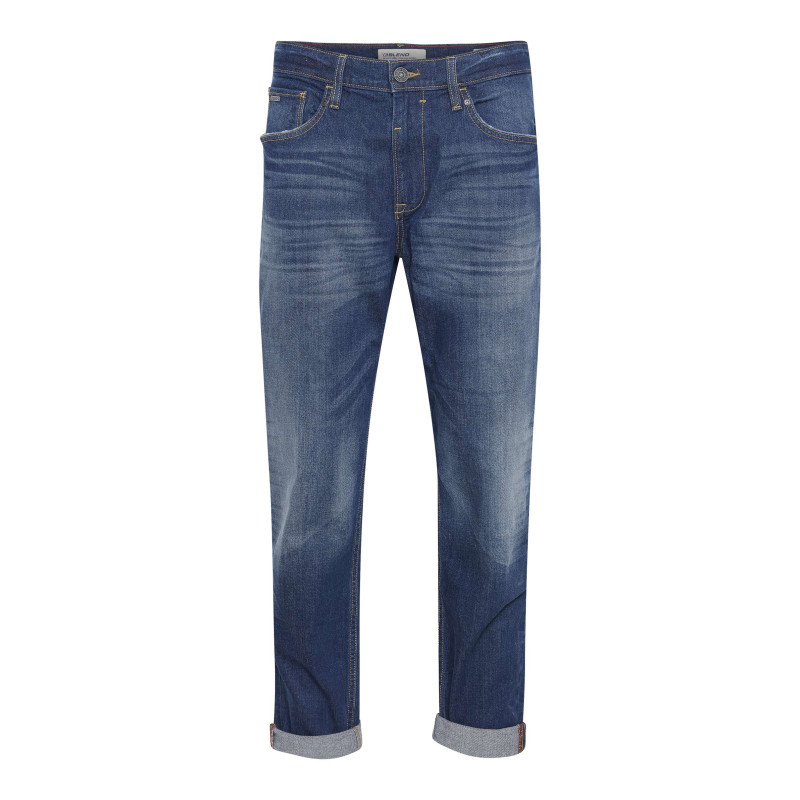 Blend - Jean Thunder Relaxed En Coton Bleu Uni Coupe Droite - Bleu Blend - Jean Thunder Relaxed En Coton Bleu Uni Coupe Droite - Bleu