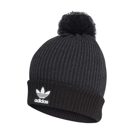 Bonnet noir à pompon et à revers avec logo...