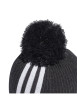 Thumbnail Bonnet noir à pompon et à revers avec logo cousu à l'avant - Image 3