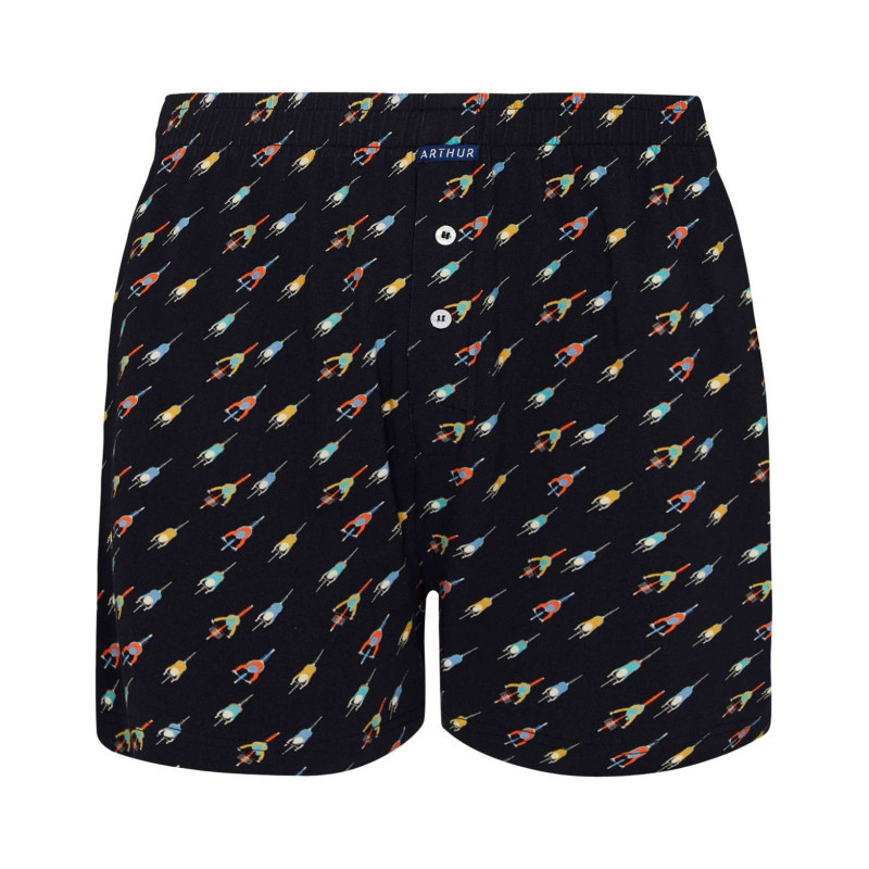 Arthur - Caleçon En Coton Noir Imprimé Avec 2 Boutons Blancs Pour La Fermeture - Noir Arthur - Caleçon En Coton Noir Imprimé Avec 2 Boutons Blancs Pour La Fermeture - Noir