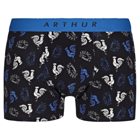 Boxer classique en coton marine imprimé coqs...