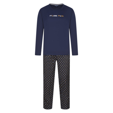 Pyjama long en coton avec T-shirt uni et...