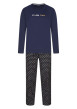 Thumbnail Pyjama long en coton avec T-shirt uni et pantalon imprimé de lama bicolore