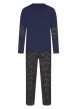 Thumbnail Pyjama long en coton avec T-shirt uni et pantalon imprimé de lama bicolore - Image 2