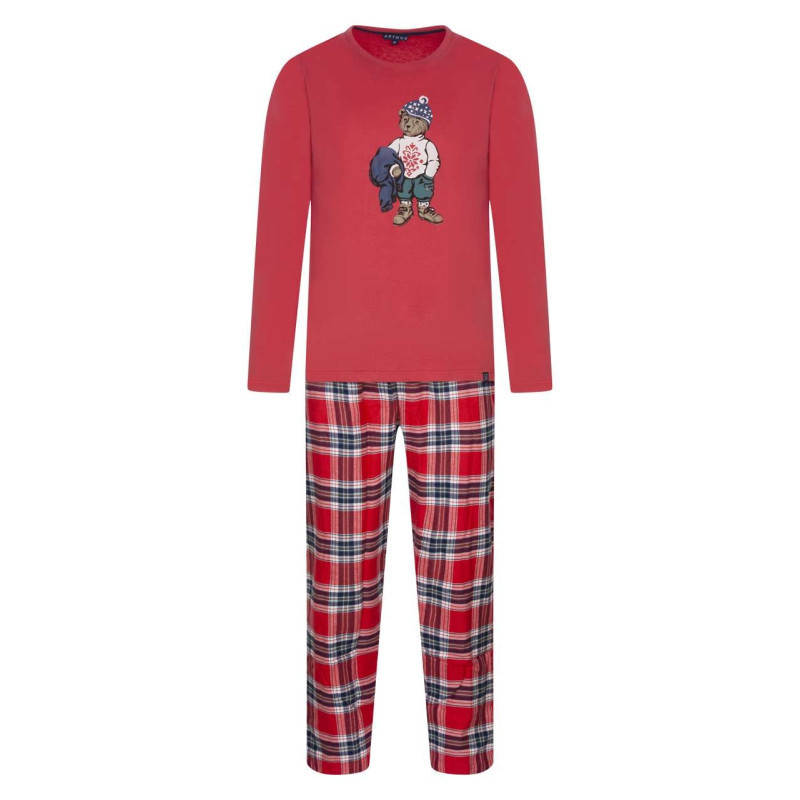 Arthur - Pyjama Long En Coton Rouge Vichy Coupe Régular Avec Un Col Rond Et Une Ceinture Rouge - Rouge Arthur - Pyjama Long En Coton Rouge Vichy Coupe Régular Avec Un Col Rond Et Une Ceinture Rouge - Rouge