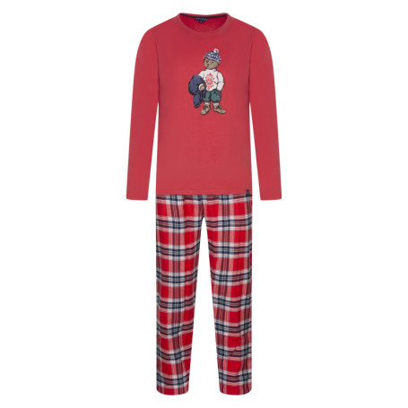 Pyjama Long en coton rouge vichy coupe régular...