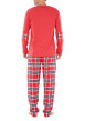 Thumbnail Pyjama Long en coton rouge vichy coupe régular avec un col rond et une ceinture rouge - Image 2
