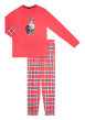 Thumbnail Pyjama Long en coton rouge vichy coupe régular avec un col rond et une ceinture rouge - Image 3