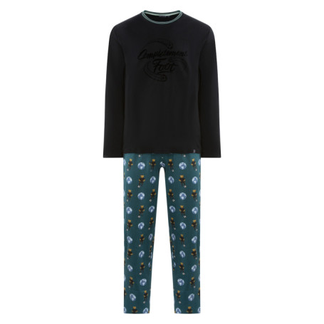 Pyjama Long en coton biologique noir imprimé...