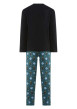Thumbnail Pyjama Long en coton biologique noir imprimé teddy avec une coupe fermée et col rond - Image 2