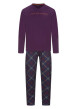 Thumbnail Pyjama long avec un t-shirt violet uni et un pantalon à carreaux
