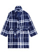 Thumbnail Peignoir marine vichy coupe large avec un col cache-coeur et des liens plats à la taille - Image 2