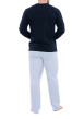 Thumbnail Ensemble pyjama long en coton biologique bleu marine à pantalon motif Vichy ciel à coupe fermée - Image 2