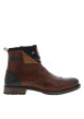 Thumbnail Bottines en cuir marron fourrées avec empiècements foncées, lacets tressés marrons et fermeture zippée