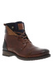 Thumbnail Bottines en cuir marron fourrées avec empiècements foncées, lacets tressés marrons et fermeture zippée - Image 2