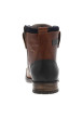 Thumbnail Bottines en cuir marron fourrées avec empiècements foncées, lacets tressés marrons et fermeture zippée - Image 4