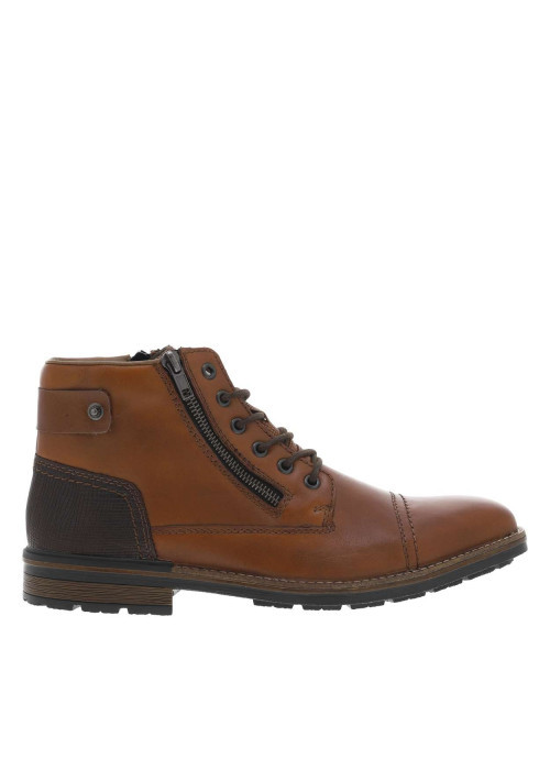Bottines en cuir marron avec doublure en laine et fermeture zippée