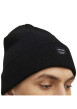 Thumbnail Bonnet noir uni avec une étiquette cousue sur l'ourlet - Image 2