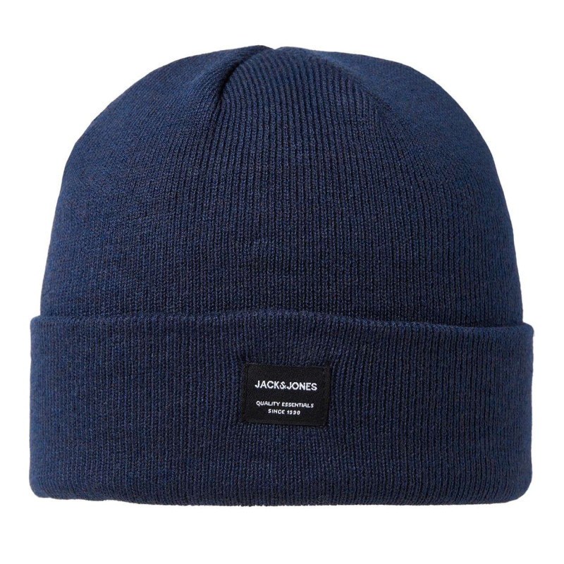 Jack & Jones - Bonnet Bleu Uni En Maille Avec étiquette Iconique Sur L'ourlet - Bleu