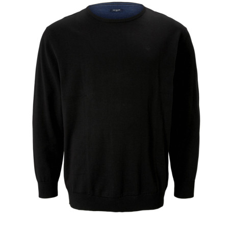 Pull noir pour homme en coton en maille piquée...