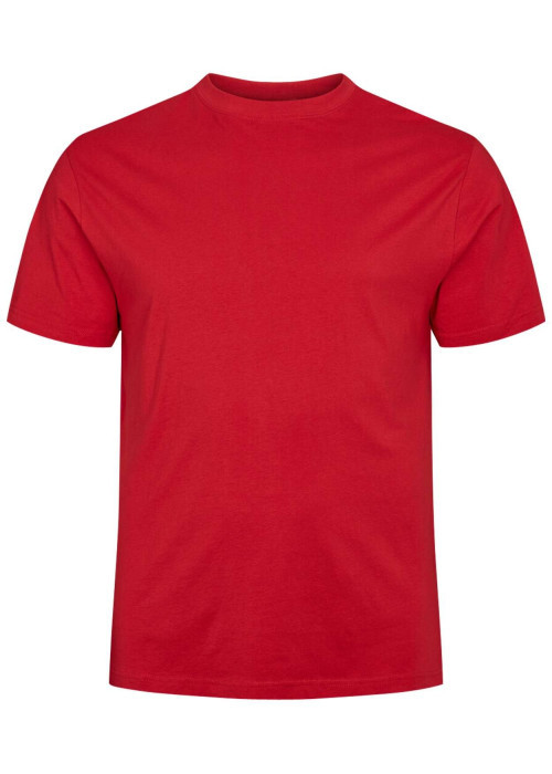 T-shirt rouge uni en coton avec une coupe droite et un col rond