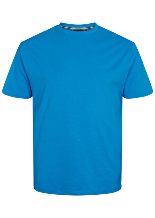 T-shirt bleu uni en coton avec un col rond et une coupe droite