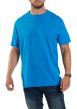 Thumbnail T-shirt bleu uni en coton avec un col rond et une coupe droite - Image 2