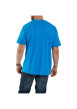 Thumbnail T-shirt bleu uni en coton avec un col rond et une coupe droite - Image 3