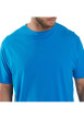 Thumbnail T-shirt bleu uni en coton avec un col rond et une coupe droite - Image 4