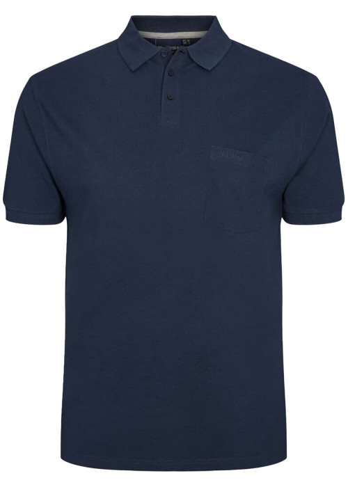 Polo en coton maille piquée marine avec une coupe droite et un col boutonné