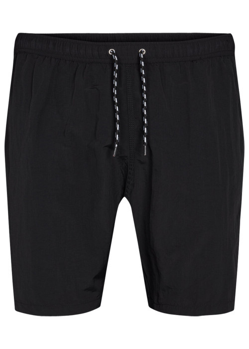 Short de bain noir uni avec une coupe droite et une taille élastiquée