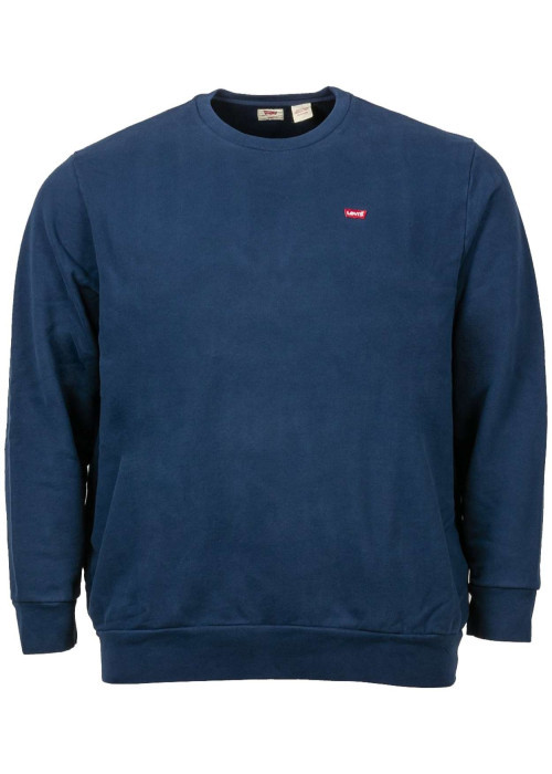 Sweat grande taille marine en coton uni avec logo coupe droite col rond