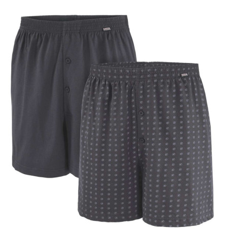 Lot de 2 caleçons en coton anthracite imprimés...