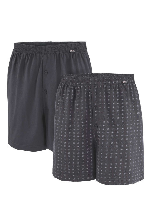 Lot de 2 caleçons en coton anthracite imprimés avec une coupe large