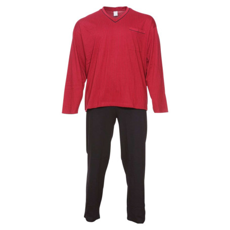 Ensemble de Pyjama long en coton bordeaux rayé...