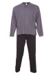 Thumbnail Ensemble de Pyjama long en coton anthracite rayé à coupe large et un col en V