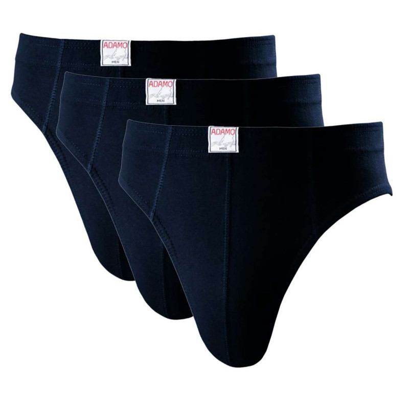 Adamo - Lot De 3 Slips En Coton Marine Unis à Coupe Fermée Et Taille élastiquée - Bleu Marine Adamo - Lot De 3 Slips En Coton Marine Unis à Coupe Fermée Et Taille élastiquée - Bleu Marine