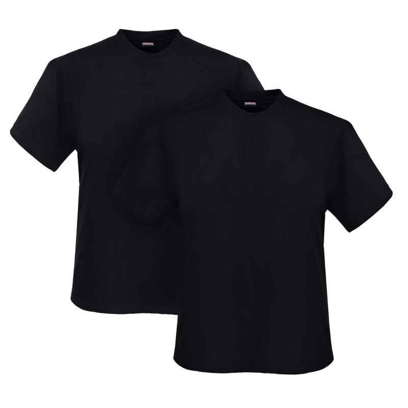 Adamo - Lot De 2 T-shirts En Coton Noirs Unis Avec Une Coupe Droite Et Un Col Rond - Noir Adamo - Lot De 2 T-shirts En Coton Noirs Unis Avec Une Coupe Droite Et Un Col Rond - Noir