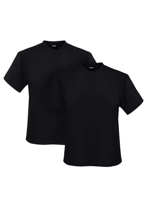 Lot de 2 t-shirts en coton noirs unis avec une coupe droite et un col rond