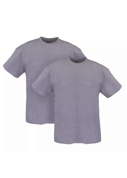 Lot de 2 t-shirts en coton gris unis avec une coupe droite et un col rond