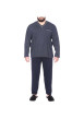 Thumbnail Ensemble de Pyjama long en coton marine rayé à coupe large et un col en V - Image 3