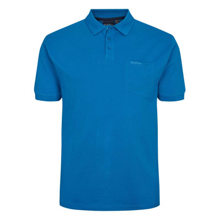 Polo bleu uni en coton avec un col boutonné et une coupe droite