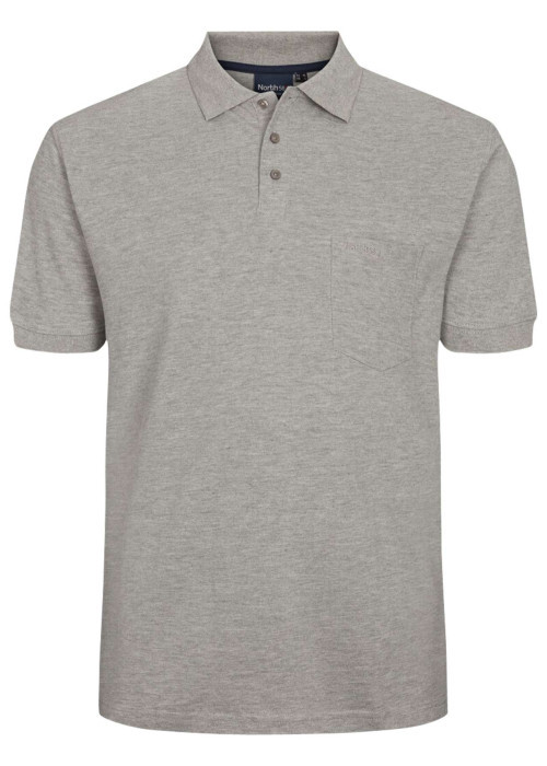 Polo gris chiné en coton avec une coupe droite et un col boutonné