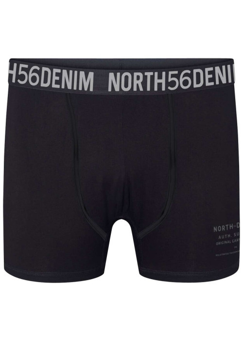 Boxer noir uni avec une bande élastiquée brodée à la taille