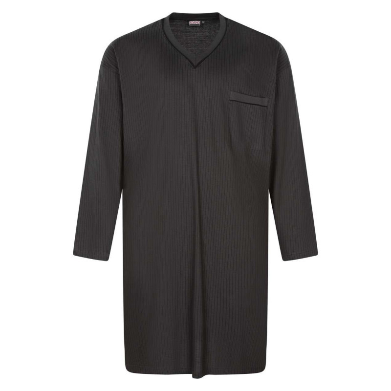 Adamo - Chemise De Nuit Longue Grise Unie Avec Un Col En V Et Des Manches Longues - Gris Adamo - Chemise De Nuit Longue Grise Unie Avec Un Col En V Et Des Manches Longues - Gris