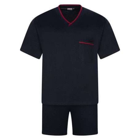 Ensemble de Pyjama marine uni à col en V et à...