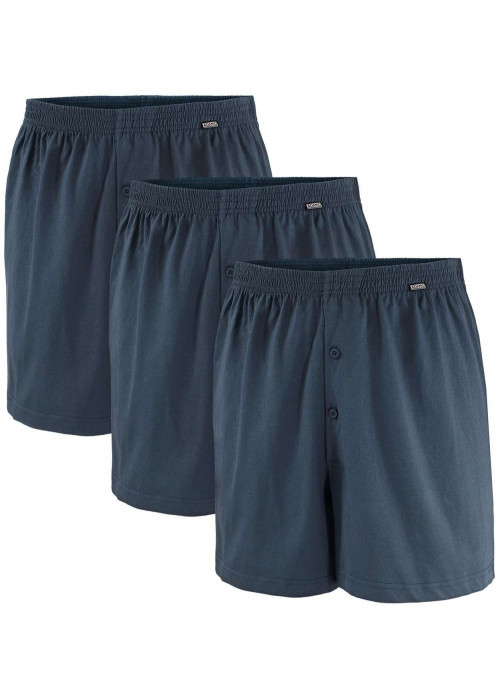 Lot de 3 caleçons en coton marine uni à coupe large et une fermeture boutonnée