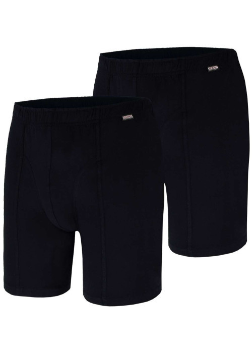 Lot de 2 Boxers en coton noirs unis à coupe longue et taille élastiquée